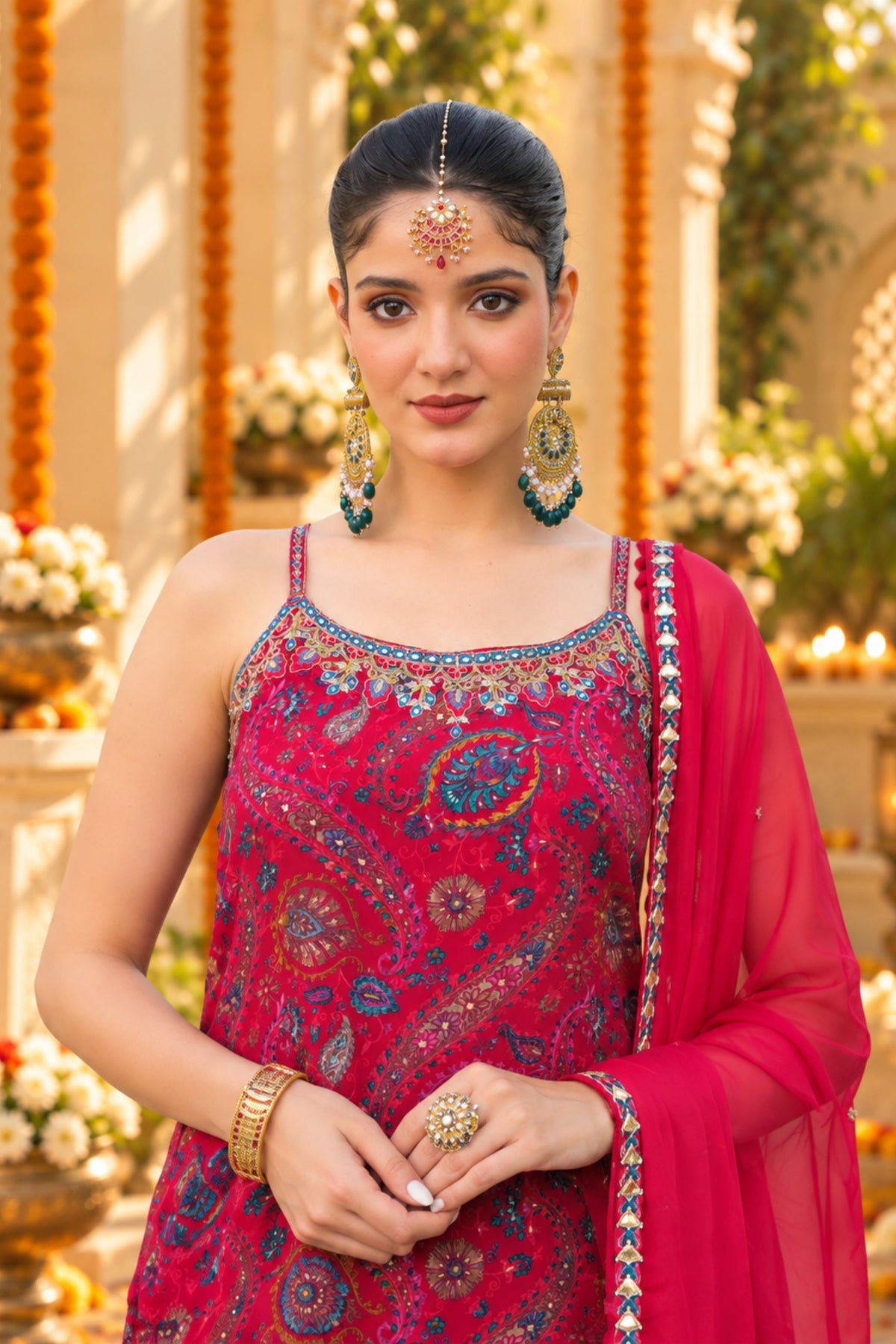 Rani Pink Paisley Sharara Set