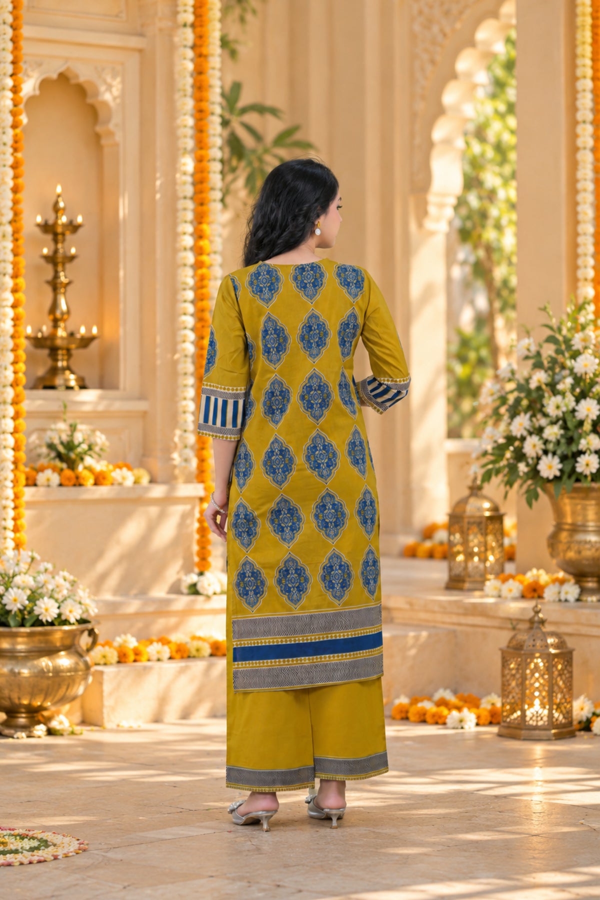Golden Mustard Medallion Kurta