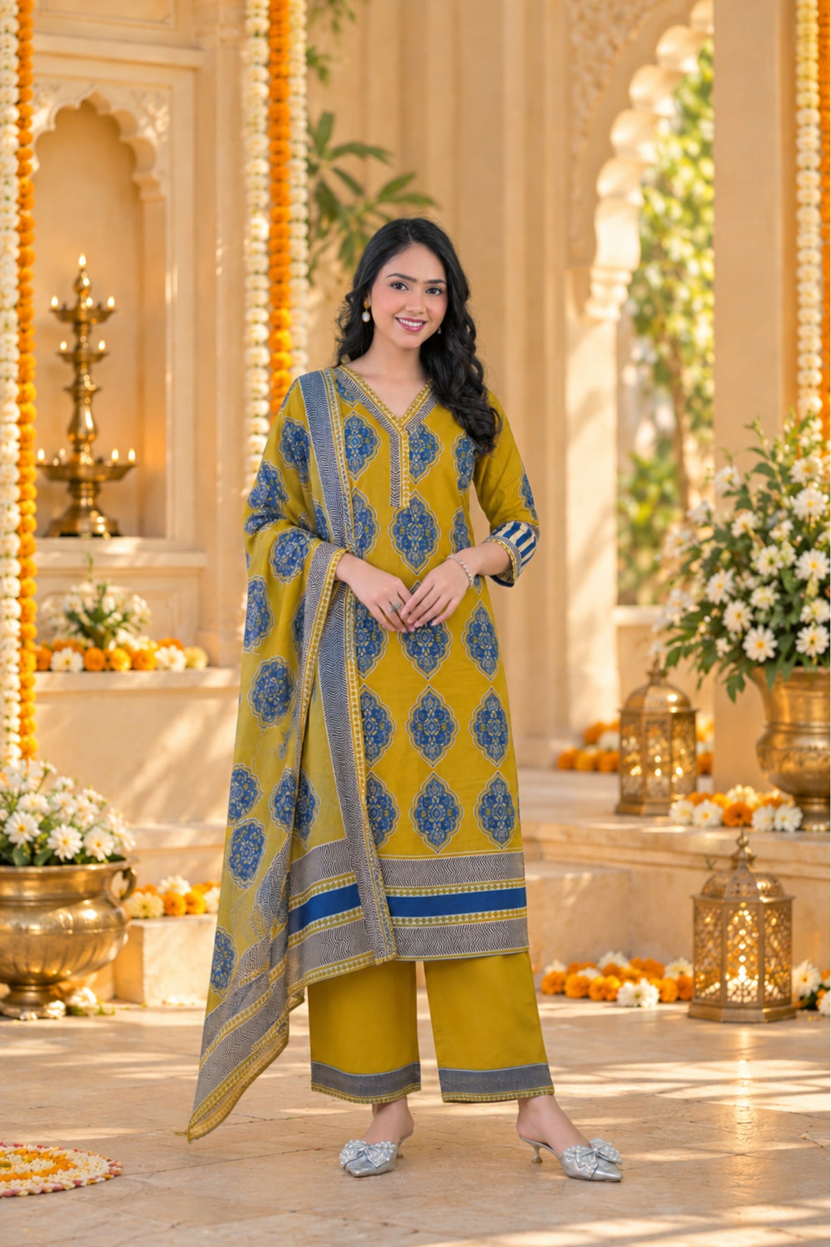 Golden Mustard Medallion Kurta
