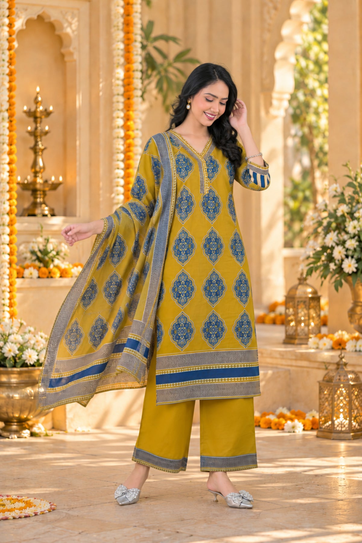 Golden Mustard Medallion Kurta