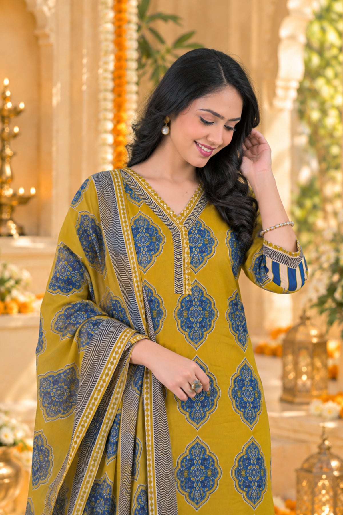 Golden Mustard Medallion Kurta