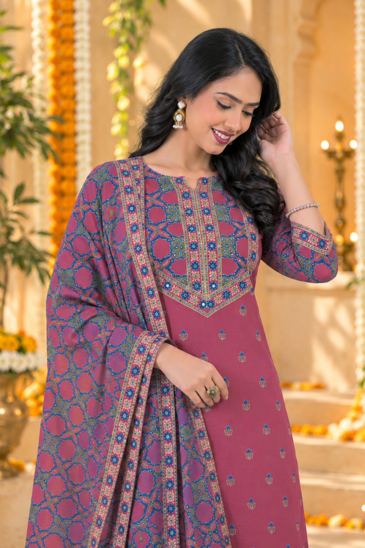 Rosewood Trellis Print Kurta