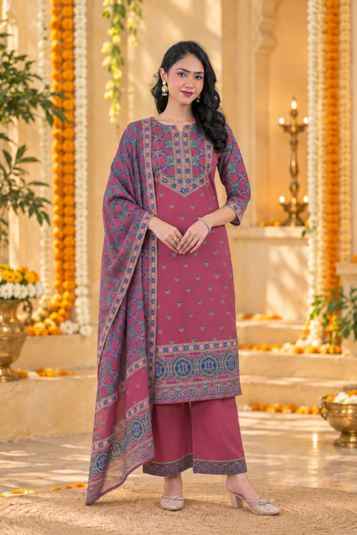 Rosewood Trellis Print Kurta