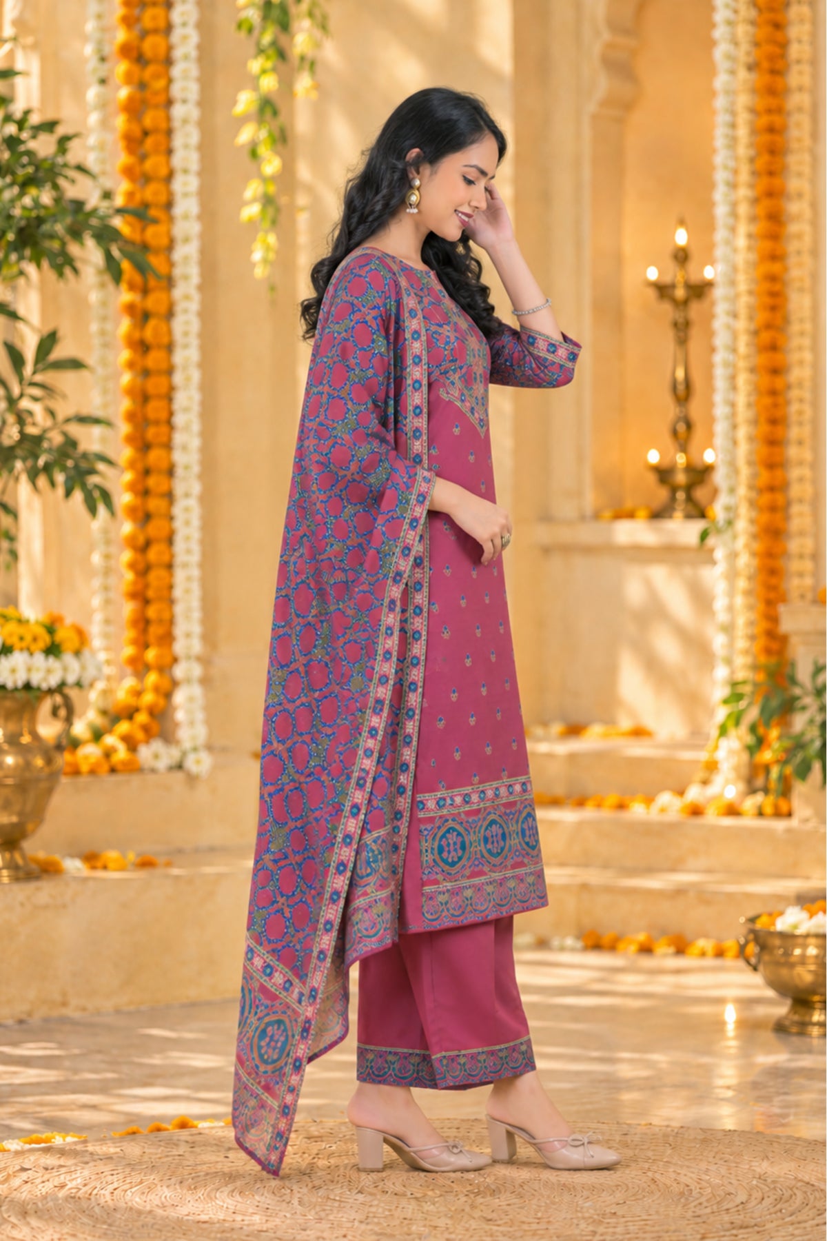Rosewood Trellis Print Kurta