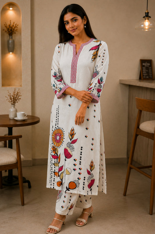 Ivory Sunburst Petal Kurta Set