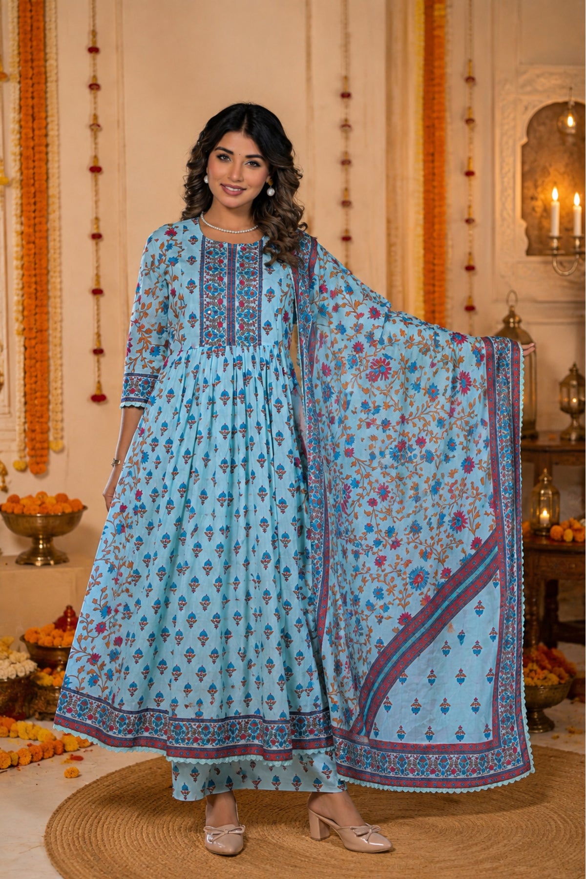 Aasman Floral Anarkali Set