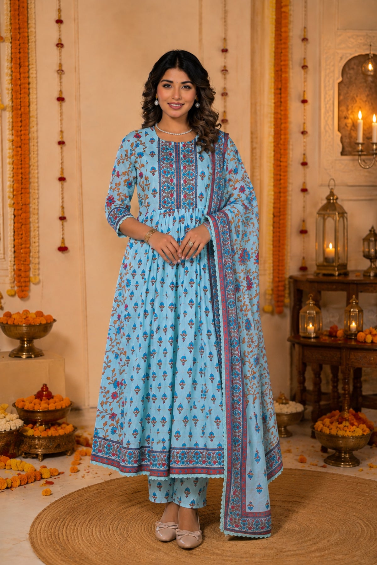 Aasman Floral Anarkali Set