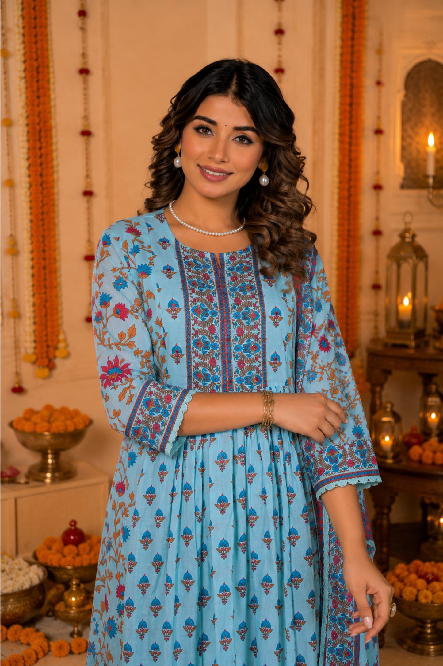 Aasman Floral Anarkali Set
