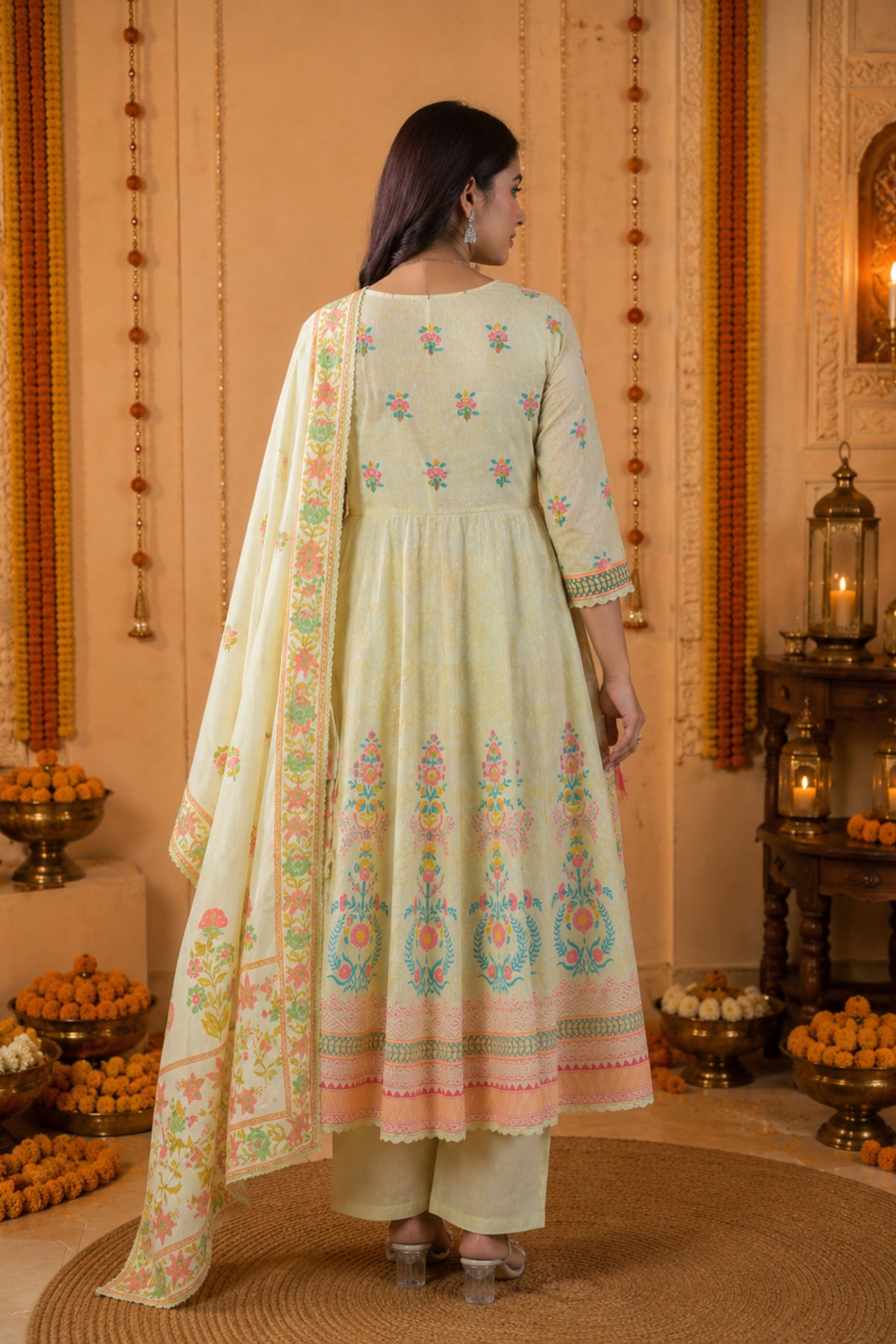 Chandni Lemon Anarkali Set