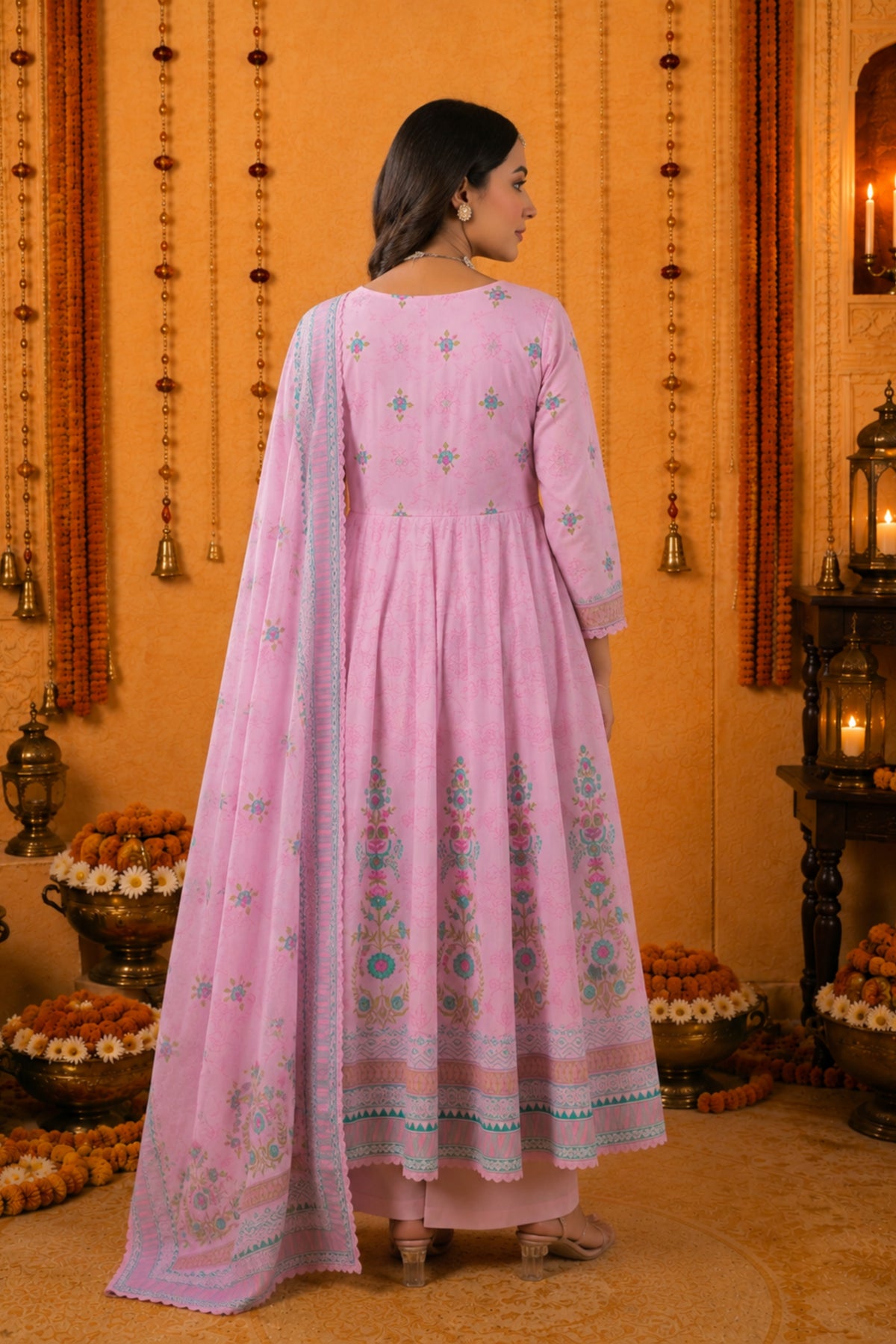 Gulabi Pink Embroidered Anarkali Set
