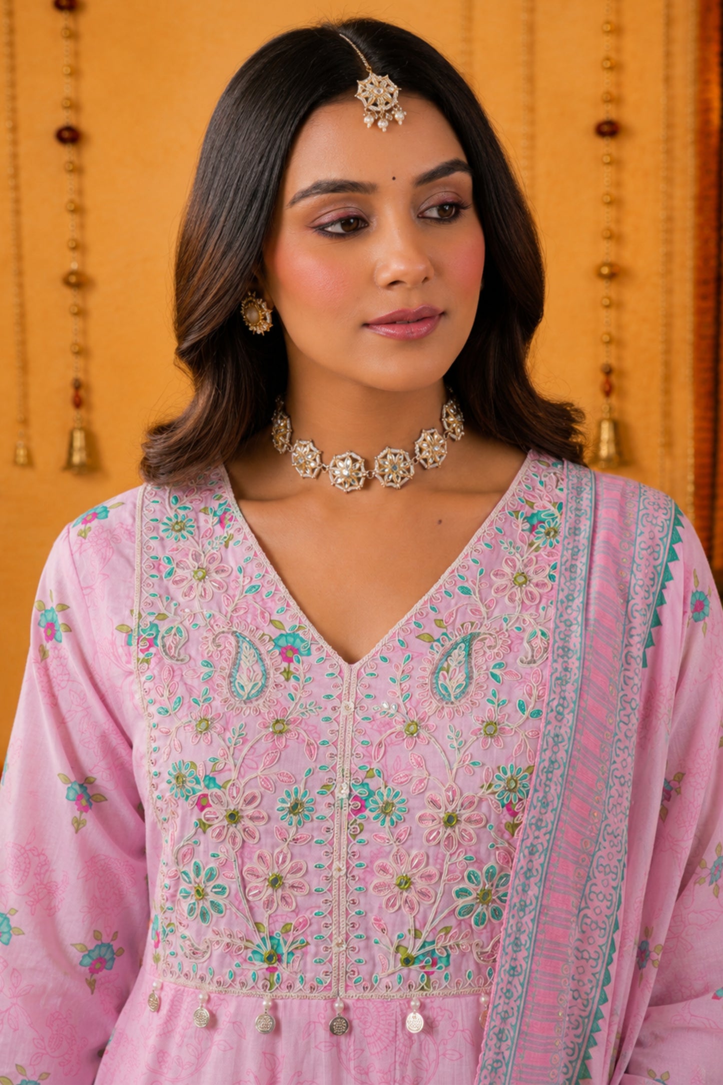 Gulabi Pink Embroidered Anarkali Set